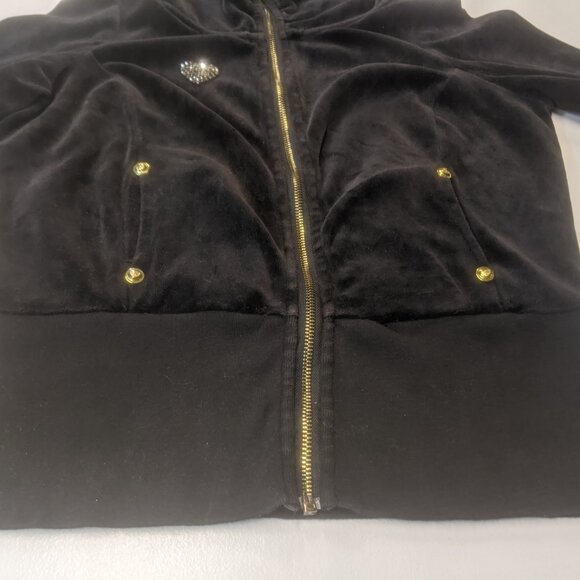 Twisted Heart Black Velour Zippered Jacket Size *Small - Picture 12 of 15